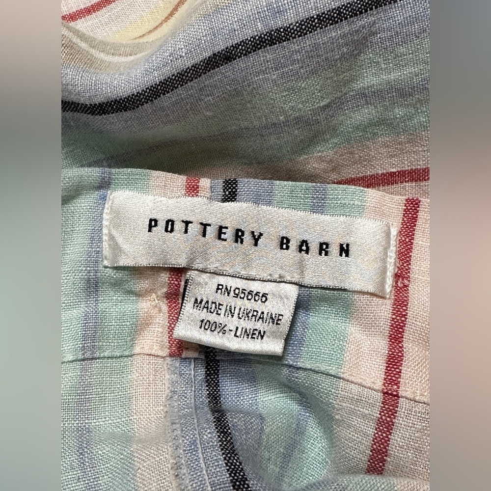 Pottery Barn 100% Linen Duvet Cover 103x82 Stripes Multicolor Comforter Cover - Picture 2 of 7